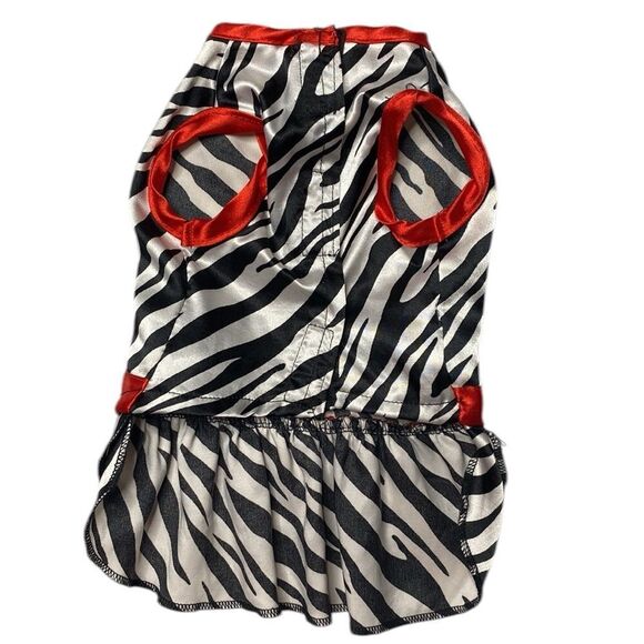 Zebra Print Satin Ruffle Dog Dress - Picture 4 of 6